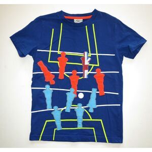 Mini Boden boys blue red short sleeve sports applique Foosball top t-shirt 6 7